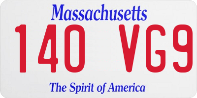 MA license plate 140VG9