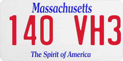 MA license plate 140VH3