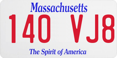 MA license plate 140VJ8