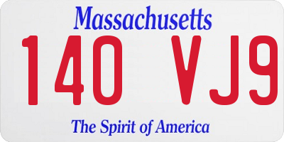 MA license plate 140VJ9