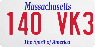 MA license plate 140VK3