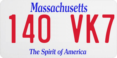 MA license plate 140VK7