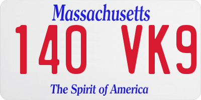 MA license plate 140VK9