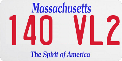 MA license plate 140VL2