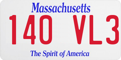 MA license plate 140VL3