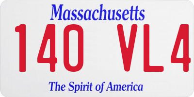 MA license plate 140VL4