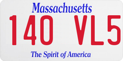 MA license plate 140VL5