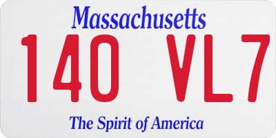 MA license plate 140VL7