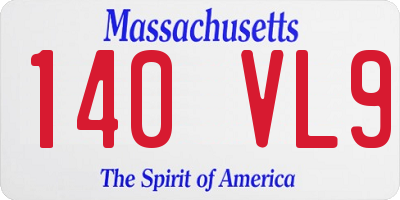 MA license plate 140VL9