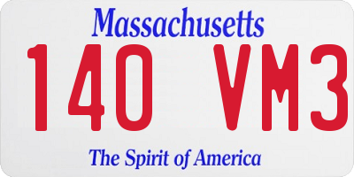 MA license plate 140VM3
