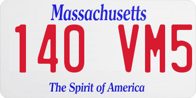 MA license plate 140VM5