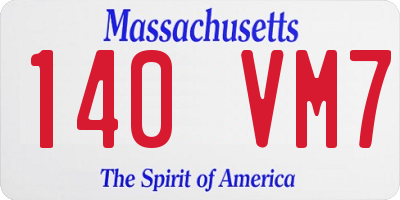 MA license plate 140VM7
