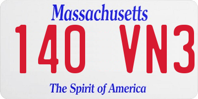 MA license plate 140VN3