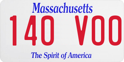 MA license plate 140VO0