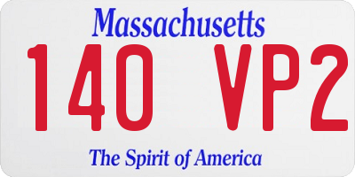 MA license plate 140VP2