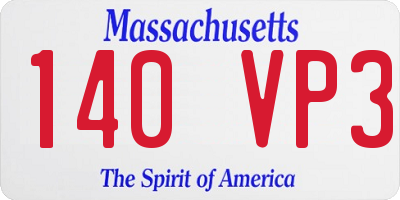 MA license plate 140VP3