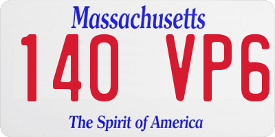 MA license plate 140VP6
