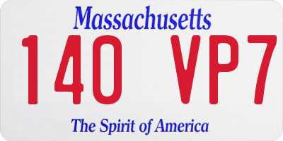 MA license plate 140VP7