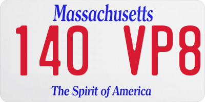 MA license plate 140VP8