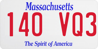 MA license plate 140VQ3