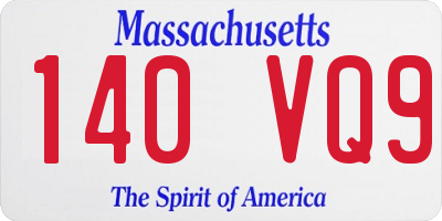 MA license plate 140VQ9