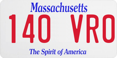 MA license plate 140VR0