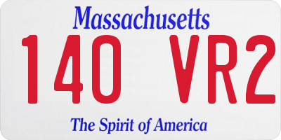 MA license plate 140VR2