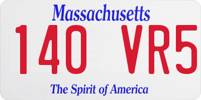 MA license plate 140VR5