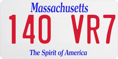 MA license plate 140VR7