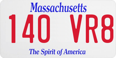 MA license plate 140VR8