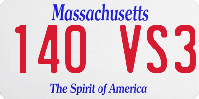 MA license plate 140VS3
