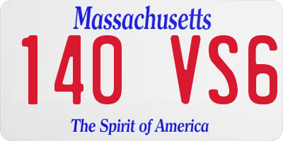 MA license plate 140VS6