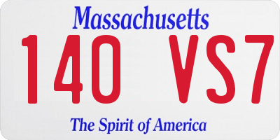 MA license plate 140VS7