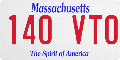 MA license plate 140VT0