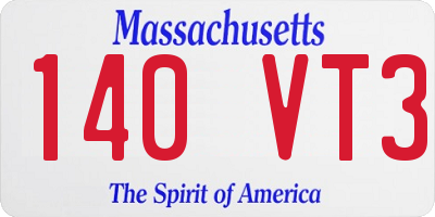 MA license plate 140VT3