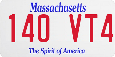 MA license plate 140VT4