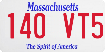 MA license plate 140VT5