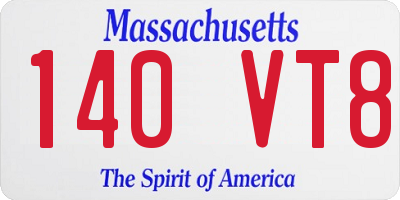 MA license plate 140VT8