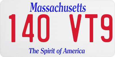 MA license plate 140VT9