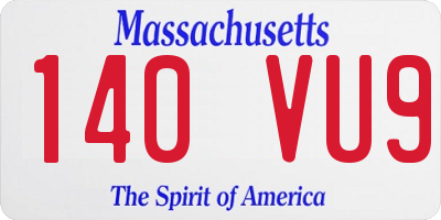 MA license plate 140VU9