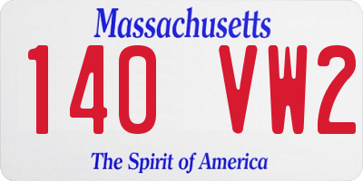 MA license plate 140VW2