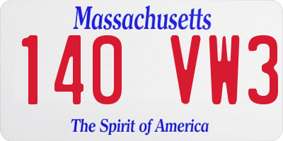 MA license plate 140VW3