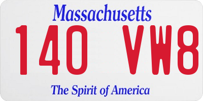 MA license plate 140VW8