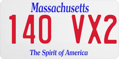 MA license plate 140VX2