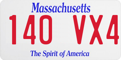 MA license plate 140VX4