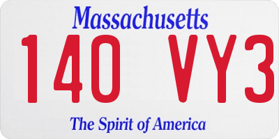 MA license plate 140VY3