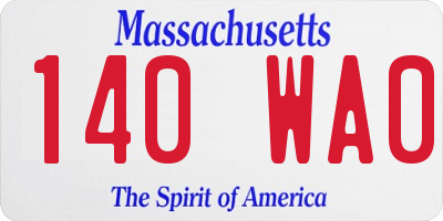 MA license plate 140WA0