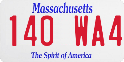 MA license plate 140WA4