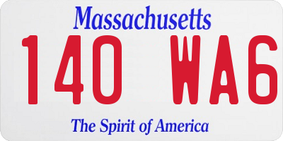 MA license plate 140WA6