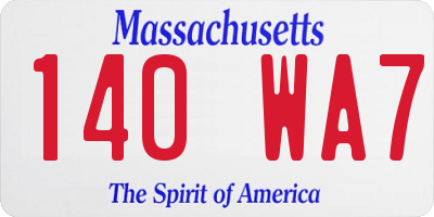 MA license plate 140WA7